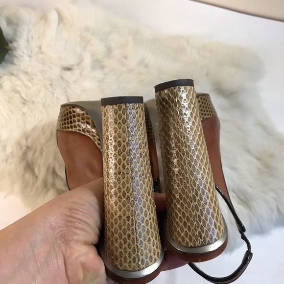 Dolce&Gabbana D&G Slingback Platform Peep-toe Heel Snakeskin+Leather Sandal Shoe - Picture 10 of 12